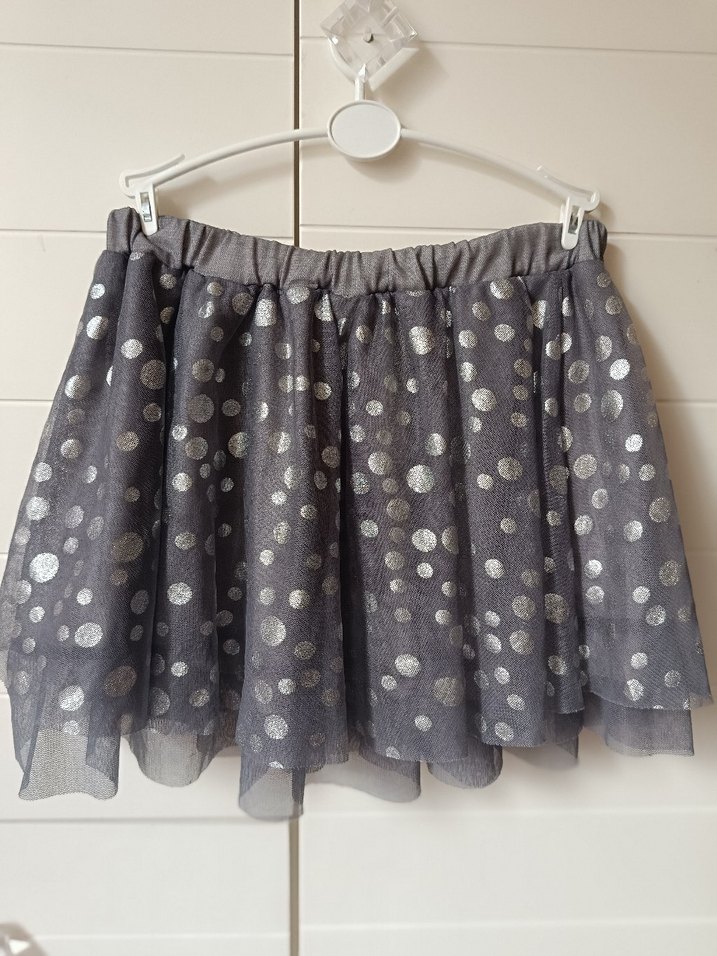 Kız Çocuk Gri Puantiyeli Fırfırlı Etek - Görsel 2