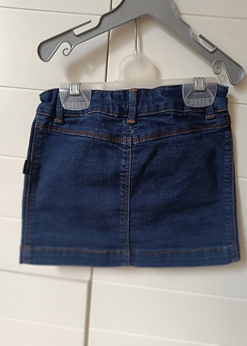 Kız Çocuk Koyu Mavi Kemerli Kot Etek - Görsel 2