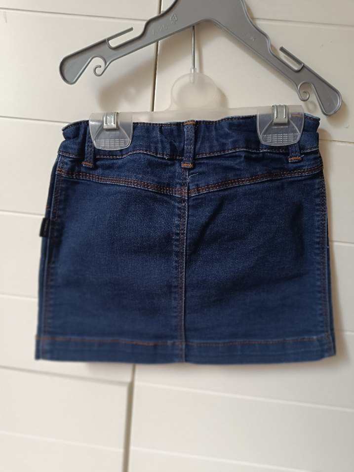 Kız Çocuk Koyu Mavi Kemerli Kot Etek - Görsel 2