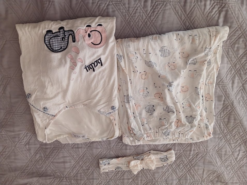 Bebek Fil Desenli Beyaz Kısa Kollu Hamile Pijama Takımı - Görsel 3