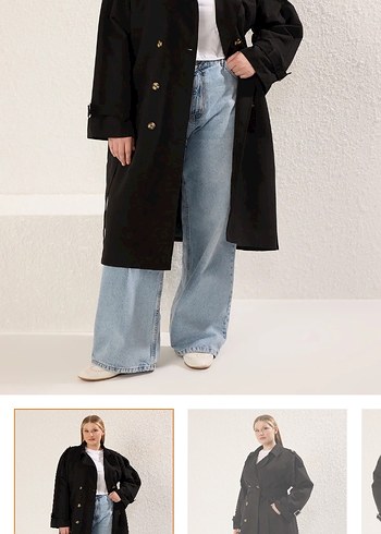 Siyah Düğmeli Midi Kadın Trençkot - Görsel 2