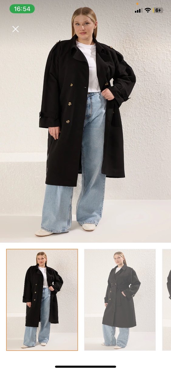 Siyah Düğmeli Midi Kadın Trençkot - Görsel 2