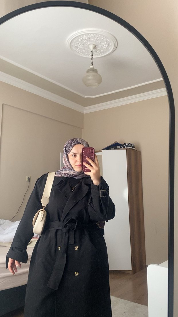 Siyah Düğmeli Midi Kadın Trençkot - Görsel 3