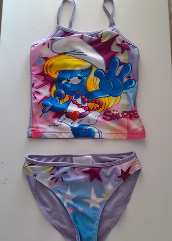 Renkli Şirinler Desenli Kız Bikini