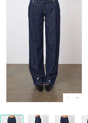 Zara Koyu Lacivert Denim Genis Paca Jean