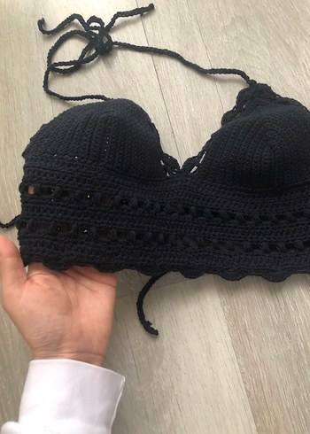 Lacivert Örgü Strappy Büstiyer - Görsel 6