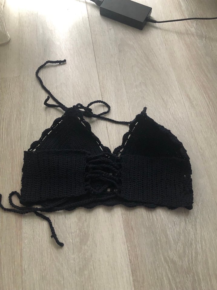 Lacivert Örgü Strappy Büstiyer - Görsel 5