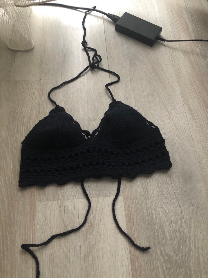 Lacivert Örgü Strappy Büstiyer - Görsel 4