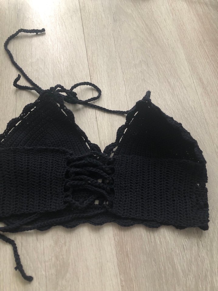 Lacivert Örgü Strappy Büstiyer - Görsel 3