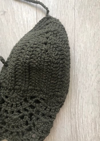 Kadın haki Örgü Strappy Büstiyer - Görsel 3