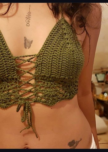 Trendyol & Milla Bohem Mini Turkuaz Örgü Büstiyer bikini