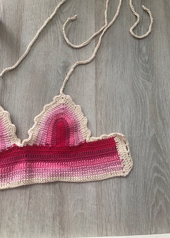 s Beden pembe Renk Pembe Bağlamalı Bohem bralet bikini