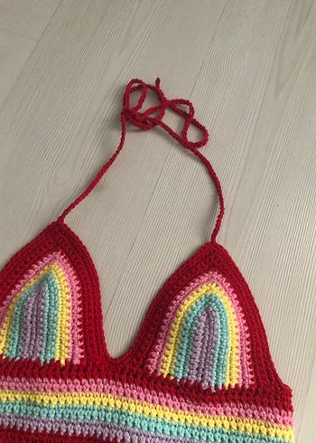 Penti Renkli Bohem Örgü Bikini Üstü