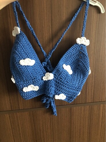 Zara Mavi croptop bulutlu
