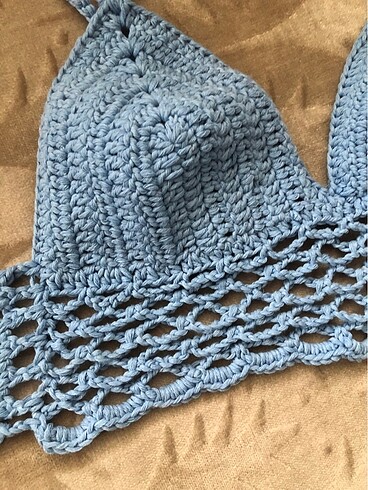 Diğer Mavi altı file örgü croptop