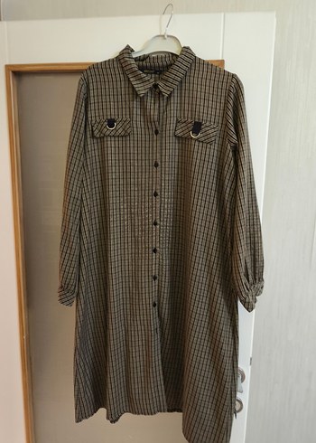 Düğmeli Kahverengi Kadın Keten Gömlek - Görsel 2