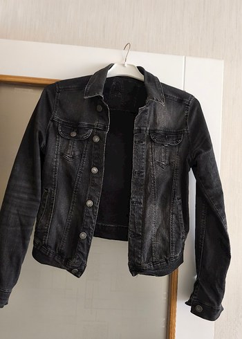 Düğmeli Siyah Denim Kadın Ceket - Görsel 3