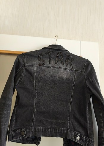 Düğmeli Siyah Denim Kadın Ceket - Görsel 2