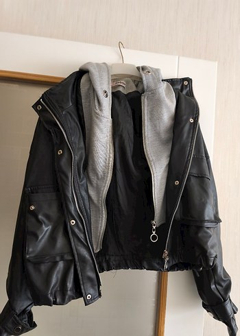 Kadın Siyah Deri Ceket - Görsel 2