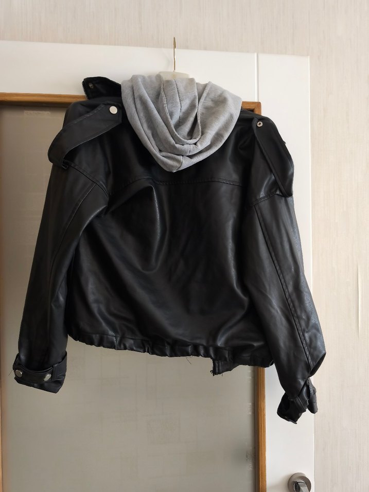Kadın Siyah Deri Ceket - Görsel 3