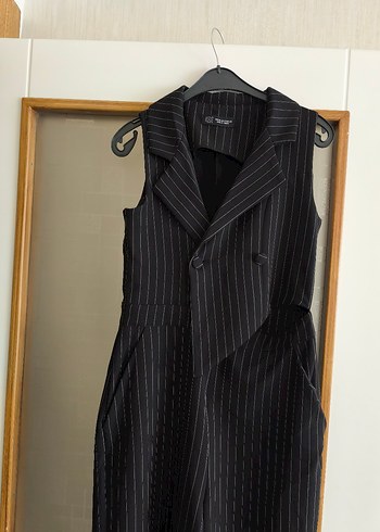 Kadın Siyah Pilili Uzun Tulum - Görsel 3