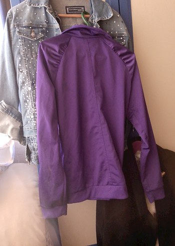 Mor Fermuarlı Kadın Spor Ceket - Görsel 5