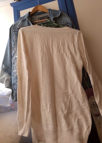 Beyaz Baskılı Paris Kadın Triko Kazak - Görsel 3