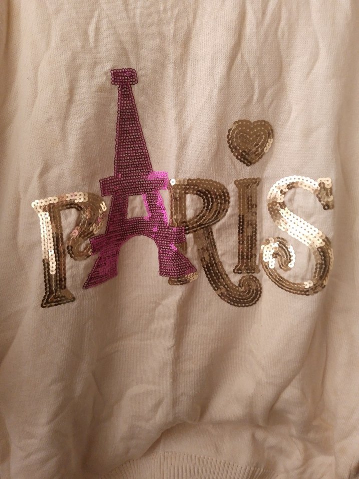 Beyaz Baskılı Paris Kadın Triko Kazak - Görsel 2