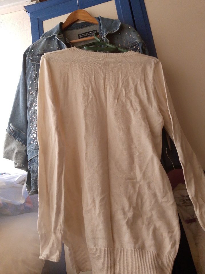 Beyaz Baskılı Paris Kadın Triko Kazak - Görsel 3