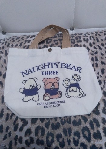 Beyaz Baskılı Pamuklu Günlük Kadın Çanta - Görsel 2