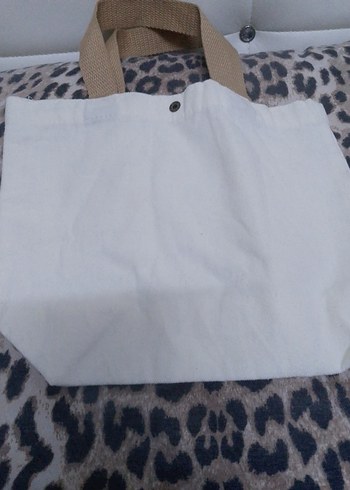 Beyaz Baskılı Pamuklu Günlük Kadın Çanta - Görsel 3