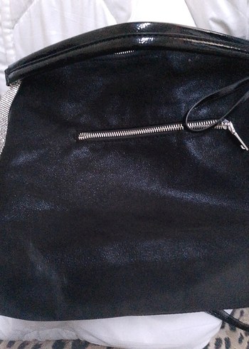 Siyah İşlemeli taş Deri Kadın Çanta - Görsel 4