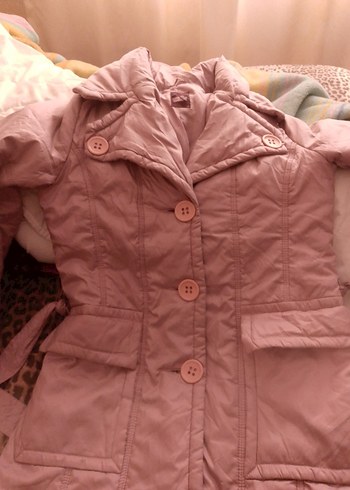 Uzun Düğmeli lilaKadın Kışlık Mont - Görsel 6