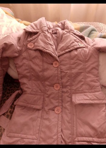 Uzun Düğmeli lilaKadın Kışlık Mont - Görsel 3