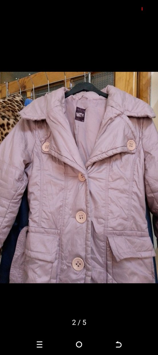 Uzun Düğmeli lilaKadın Kışlık Mont - Görsel 2