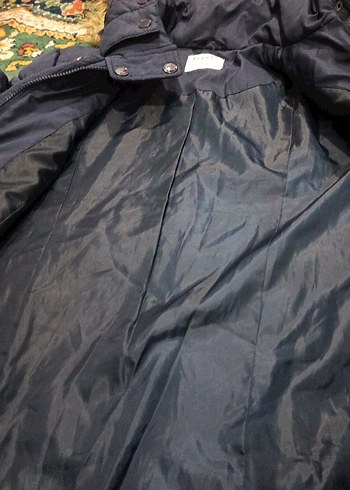 Kemerli Lacivert Kadın Kışlık Mont - Görsel 7