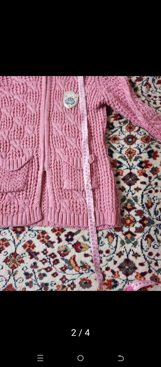 Kız Çocuk Pembe Kapüşonlu Örgü Hırka - Görsel 3