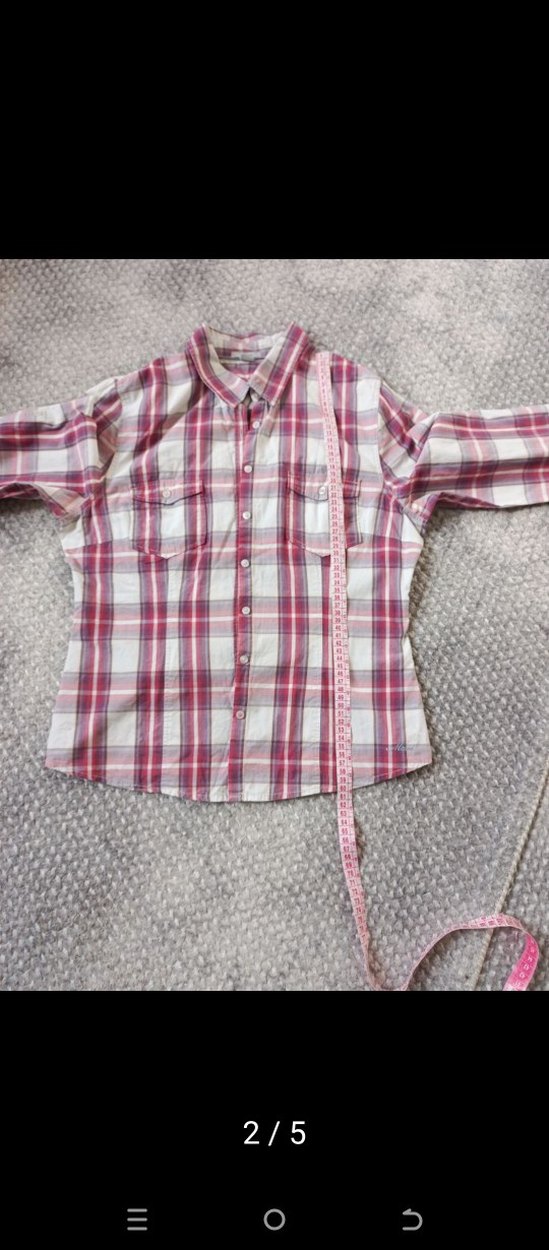 Pembe Kareli Pamuklu Uzun Kollu Gömlek - Görsel 2