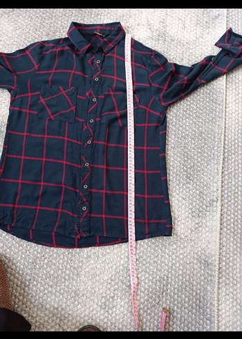 Kadın Bordo Kareli Uzun Kollu Gömlek - Görsel 3