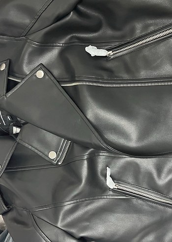Kadın Siyah Deri Ceket - Görsel 2