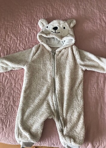9 Ay Beden kahverengi Renk Bebek kışlık tulum