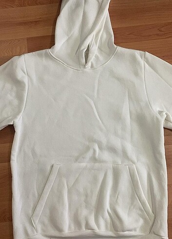 Düz beyaz kışlık sweatshirt 