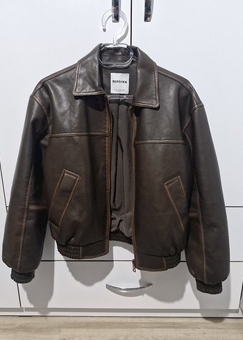 Bershka Kahverengi Deri Kadın Ceket