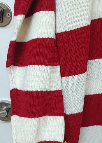 Uzun Kollu Çizgili Kadın Triko Kazak - Görsel 2