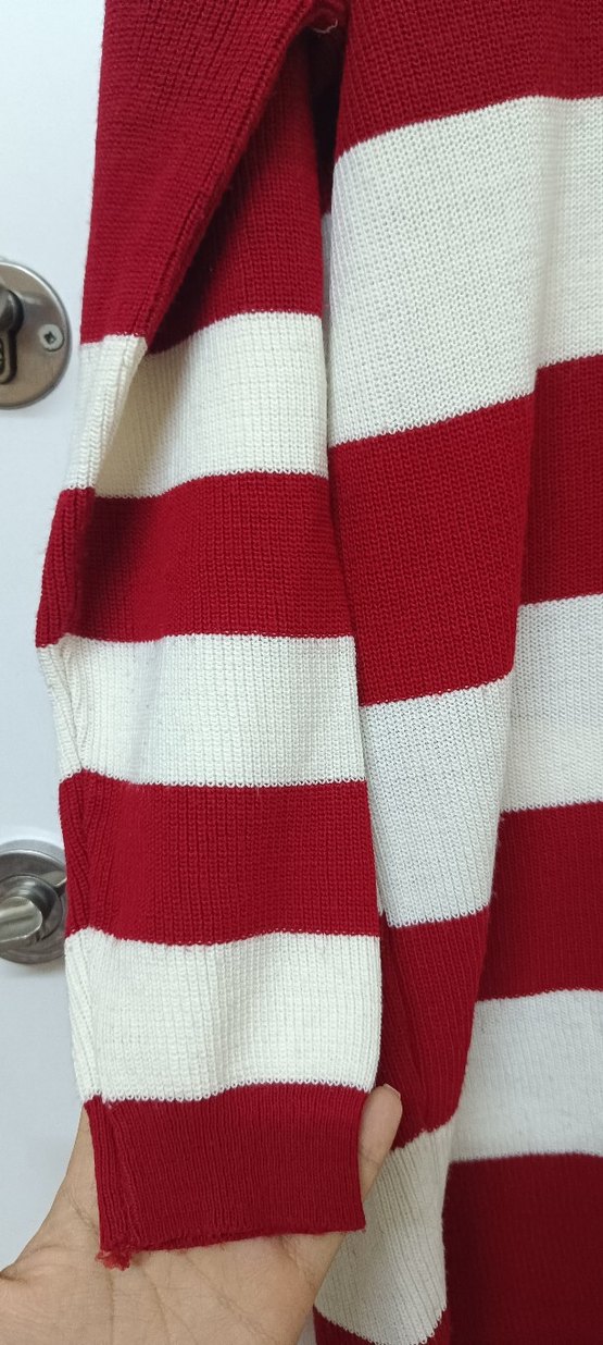 Uzun Kollu Çizgili Kadın Triko Kazak - Görsel 2