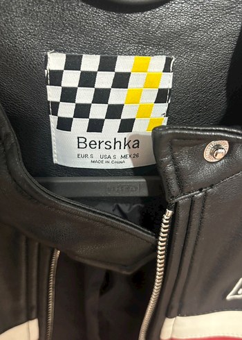 Bershka Siyah Kırmızı Biker Deri Ceket - Görsel 2