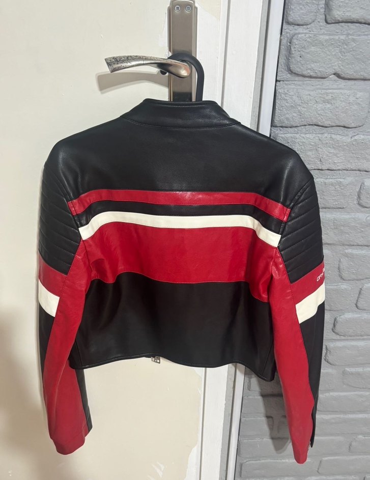 Bershka Siyah Kırmızı Biker Deri Ceket - Görsel 3