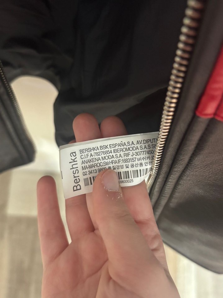 Bershka Siyah Kırmızı Biker Deri Ceket - Görsel 4