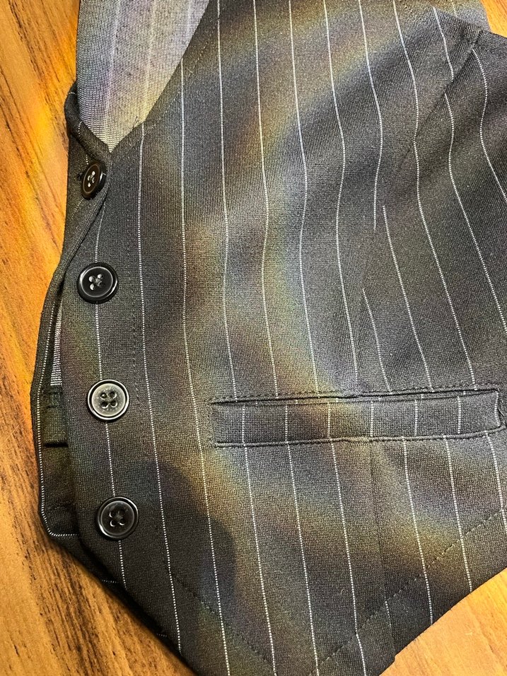 Düğmeli Siyah Çizgili Kadın Yelek - Görsel 4