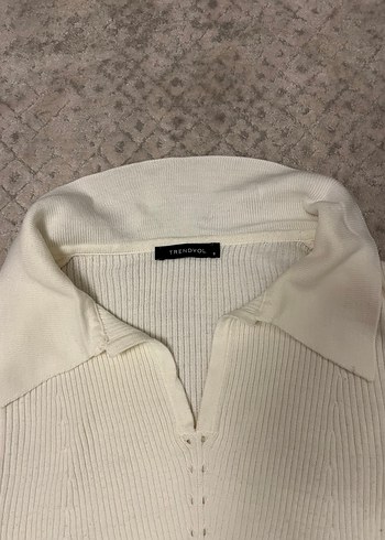 Beyaz Örgü Kadın Uzun Kollu Triko - Görsel 3